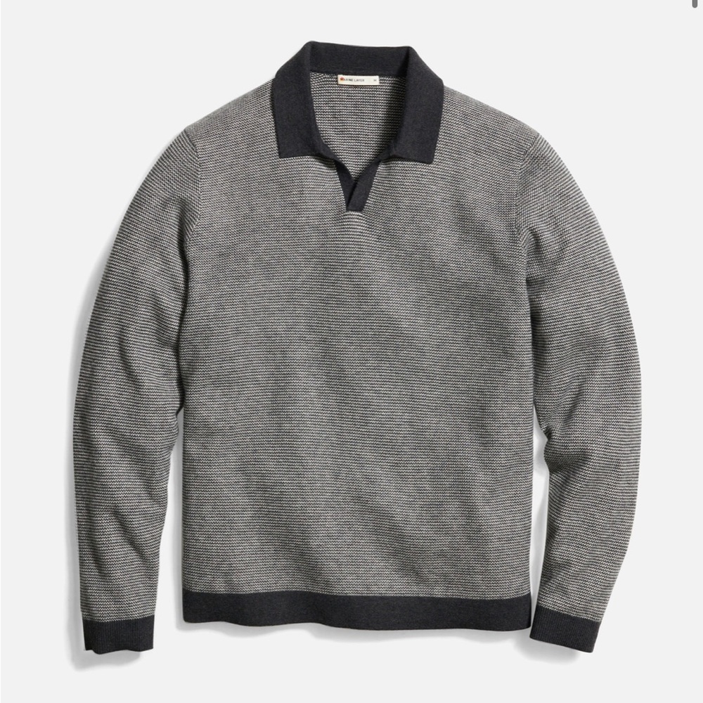 Marine Layer Liam Long Sleeve Sweater Polo - Picture 2 of 7